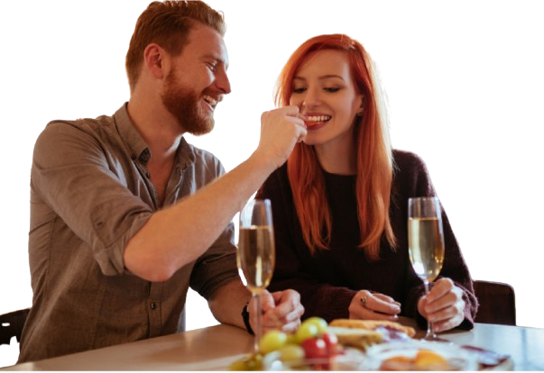 Romantische ontmoeting van een gelukkig stel